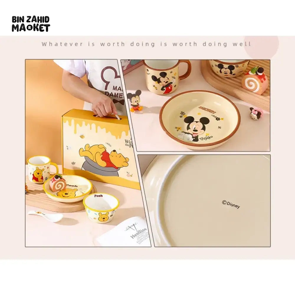 DISNEY MICKEY & FRIENDS CERAMIC MEAL SET 4 PIECES - POOH
