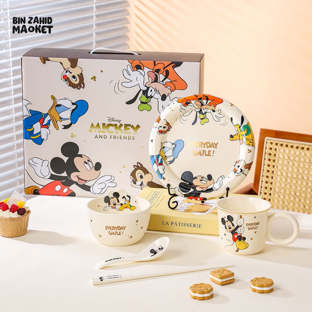 DISNEY MICKEY & FRIENDS CERAMIC TABLEWARE SET – 6PCS PLATE, BOWL & MUG COMBO