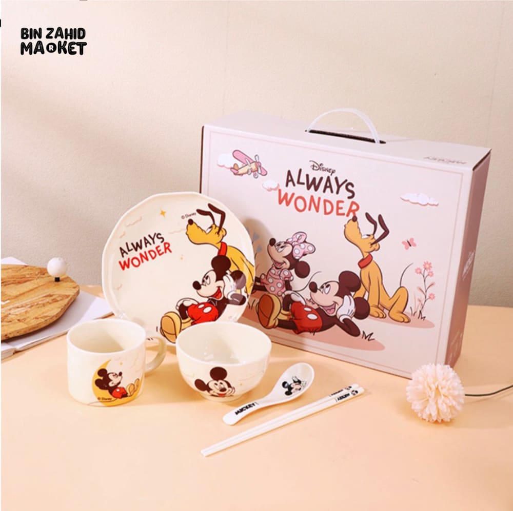 DISNEY MICKEY & FRIENDS DINNERWARE GIFT SET 5 PIECES - MICKEY ALWAYS WONDER
