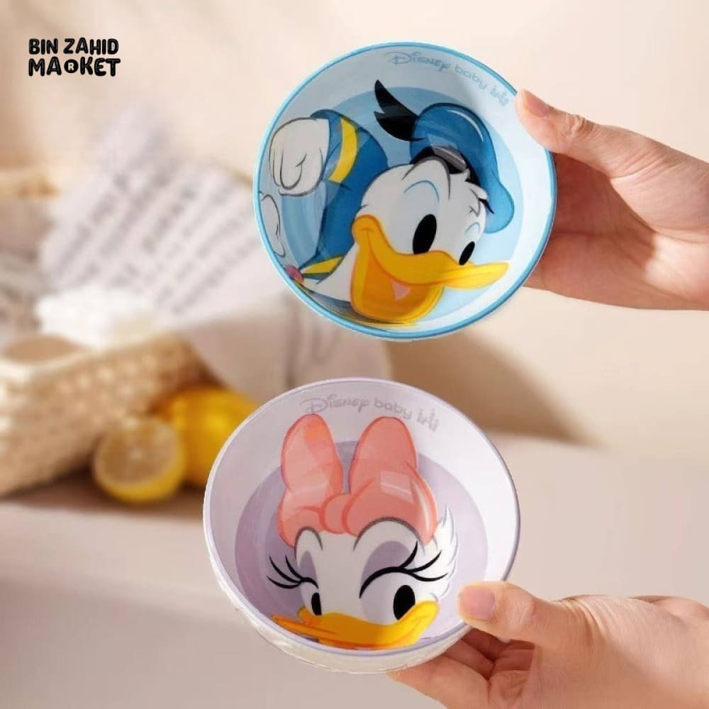 DISNEY MICKEY & FRIENDS EMBOSSED CERAMIC RICE BOWL SET 4 PIECES