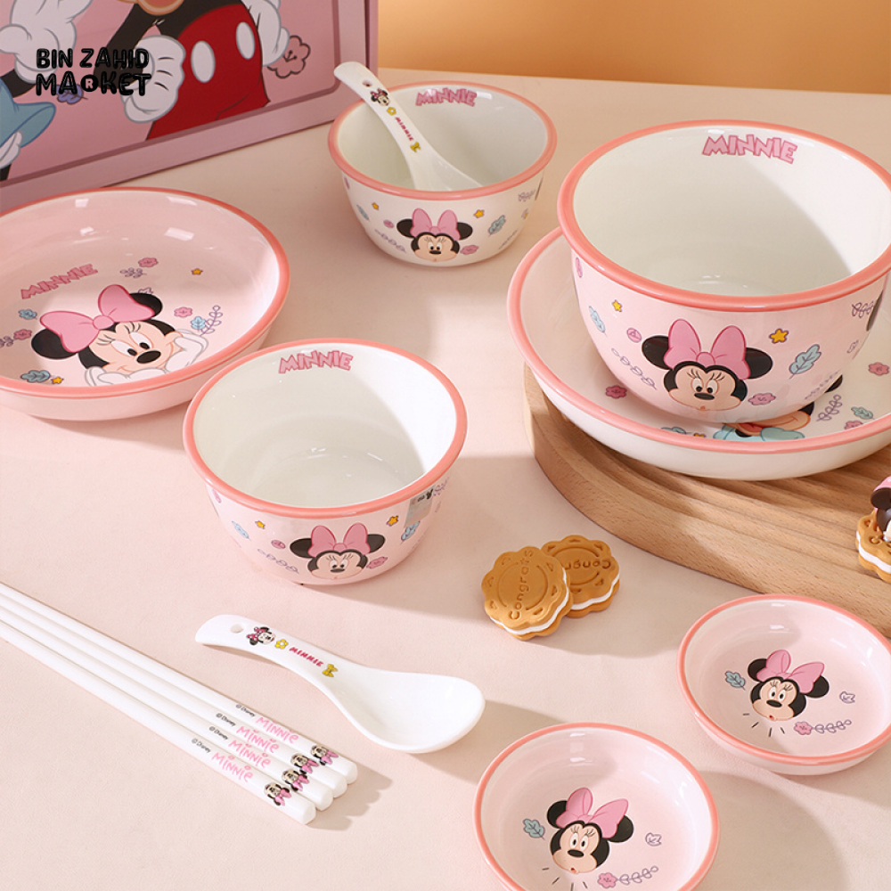 DISNEY MICKEY & FRIENDS MINNIE MOUSE DINNERWARE MEAL SET 14 PIECES - MINNIE
