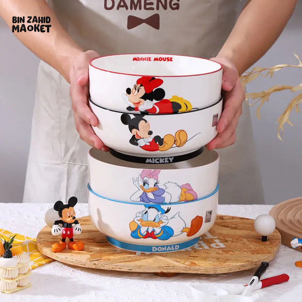 DISNEY MICKEY & MINNIE CERAMIC BOWL SET CUTE NOODLE BOWLS FOR HOME USE
