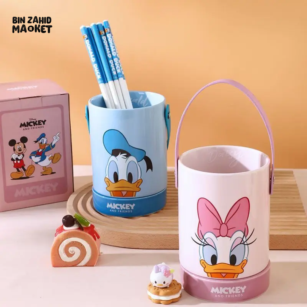DISNEY MICKEY MINNIE DONALD DUCK DAISY CUTE CHOPSTICK BARREL CERAMIC DRAIN BUCKET