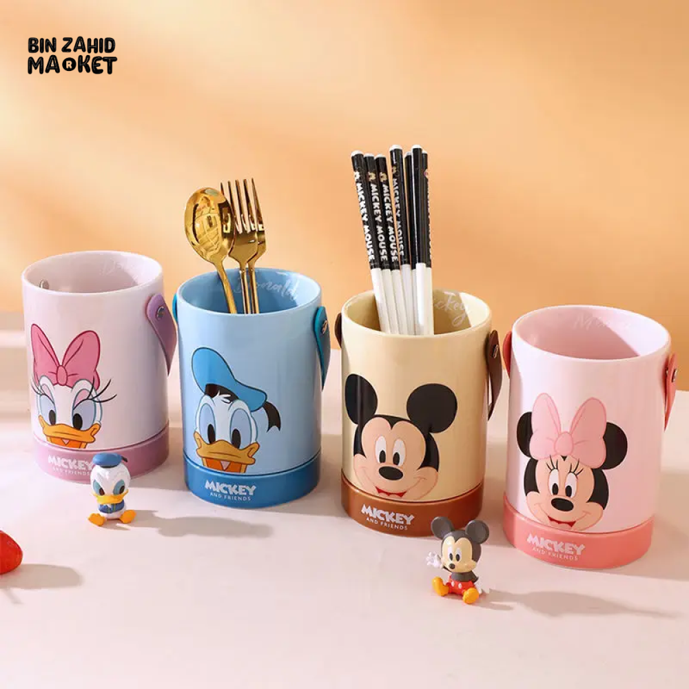 DISNEY MICKEY MINNIE DONALD DUCK DAISY CUTE CHOPSTICK BARREL CERAMIC DRAIN BUCKET
