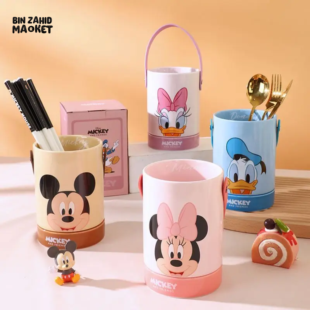 DISNEY MICKEY MINNIE DONALD DUCK DAISY CUTE CHOPSTICK BARREL CERAMIC DRAIN BUCKET