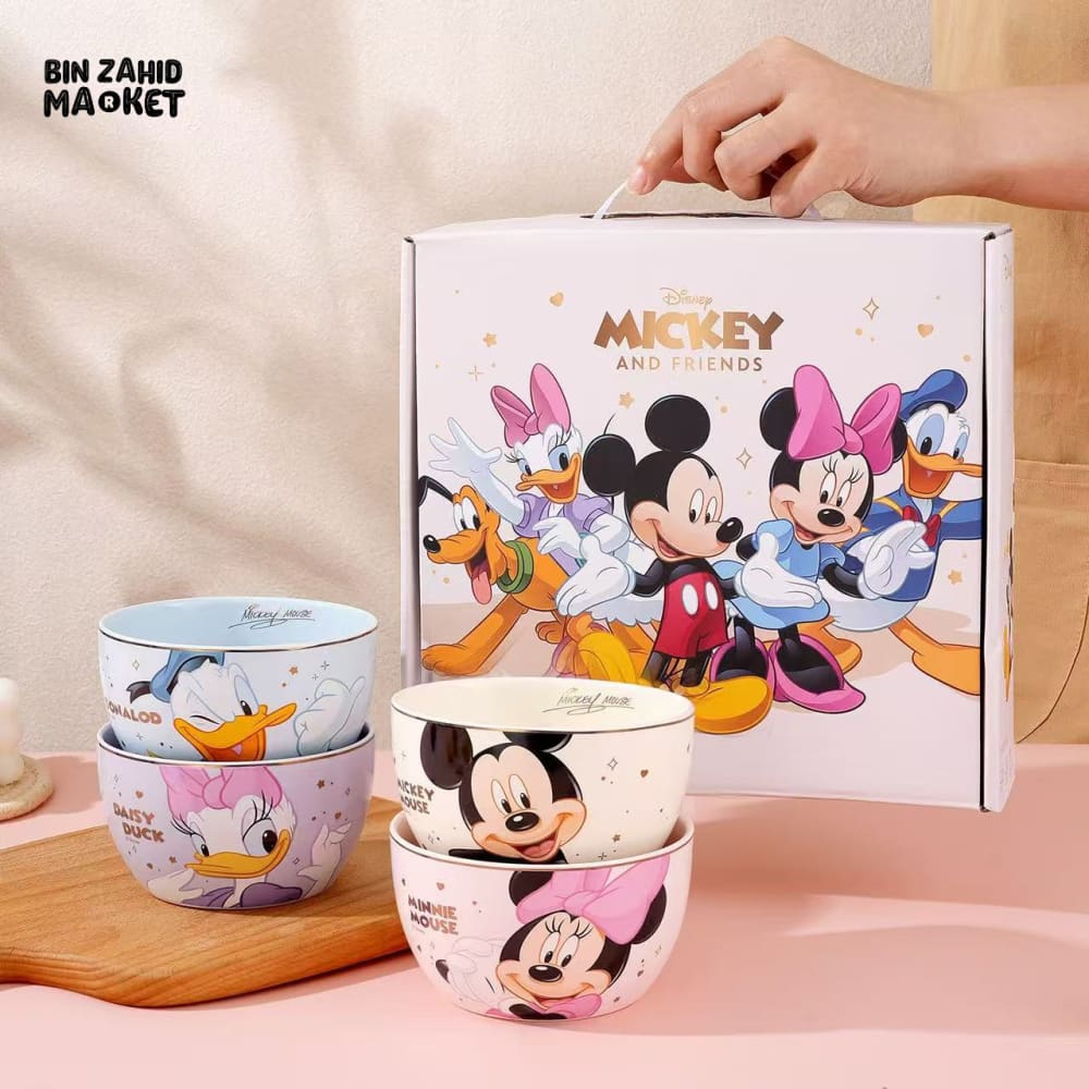 DISNEY MICKEY & MINNIE ECO-FRIENDLY PORCELAIN RICE BOWL SET – 4 PIECES