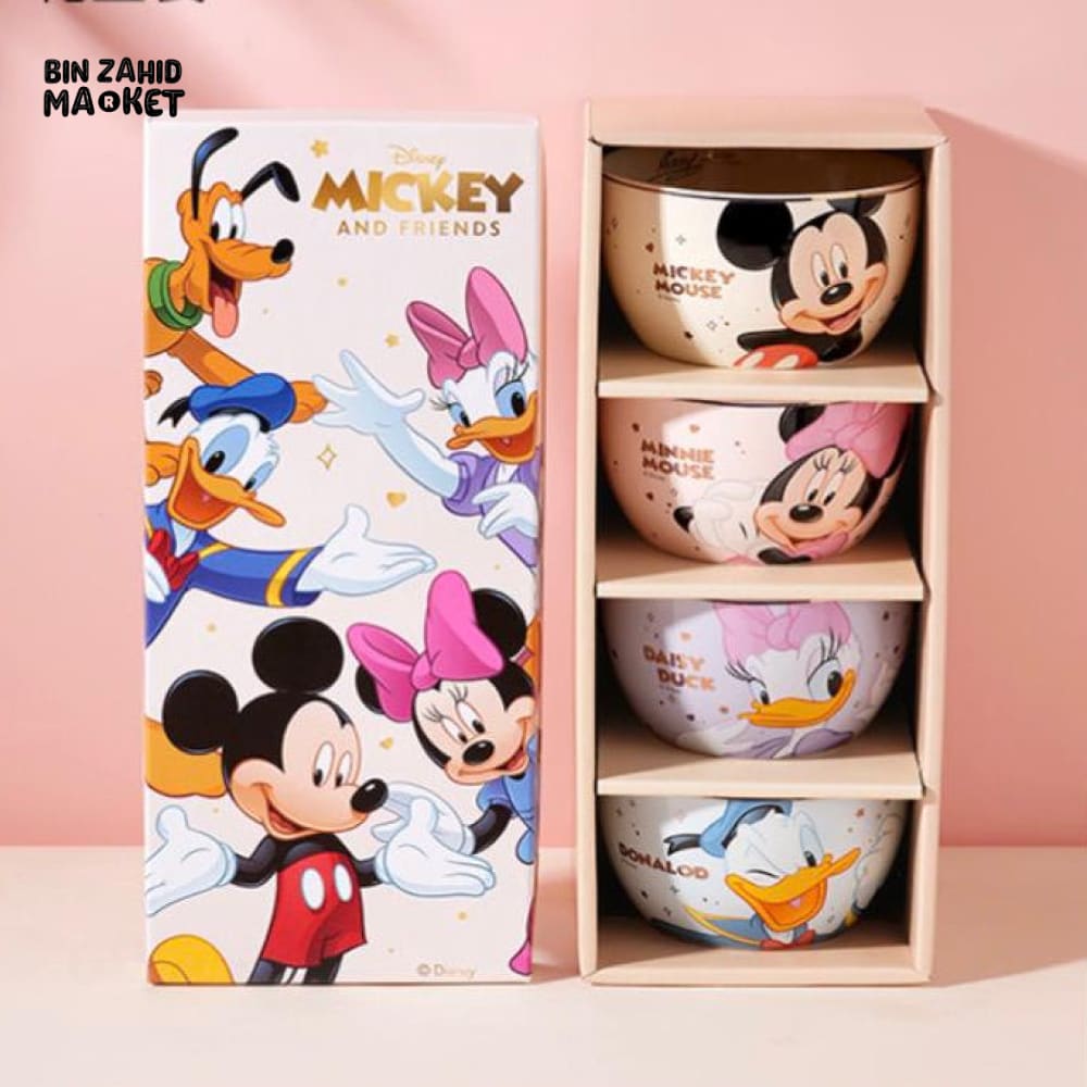 DISNEY MICKEY & MINNIE ECO-FRIENDLY PORCELAIN RICE BOWL SET – 4 PIECES