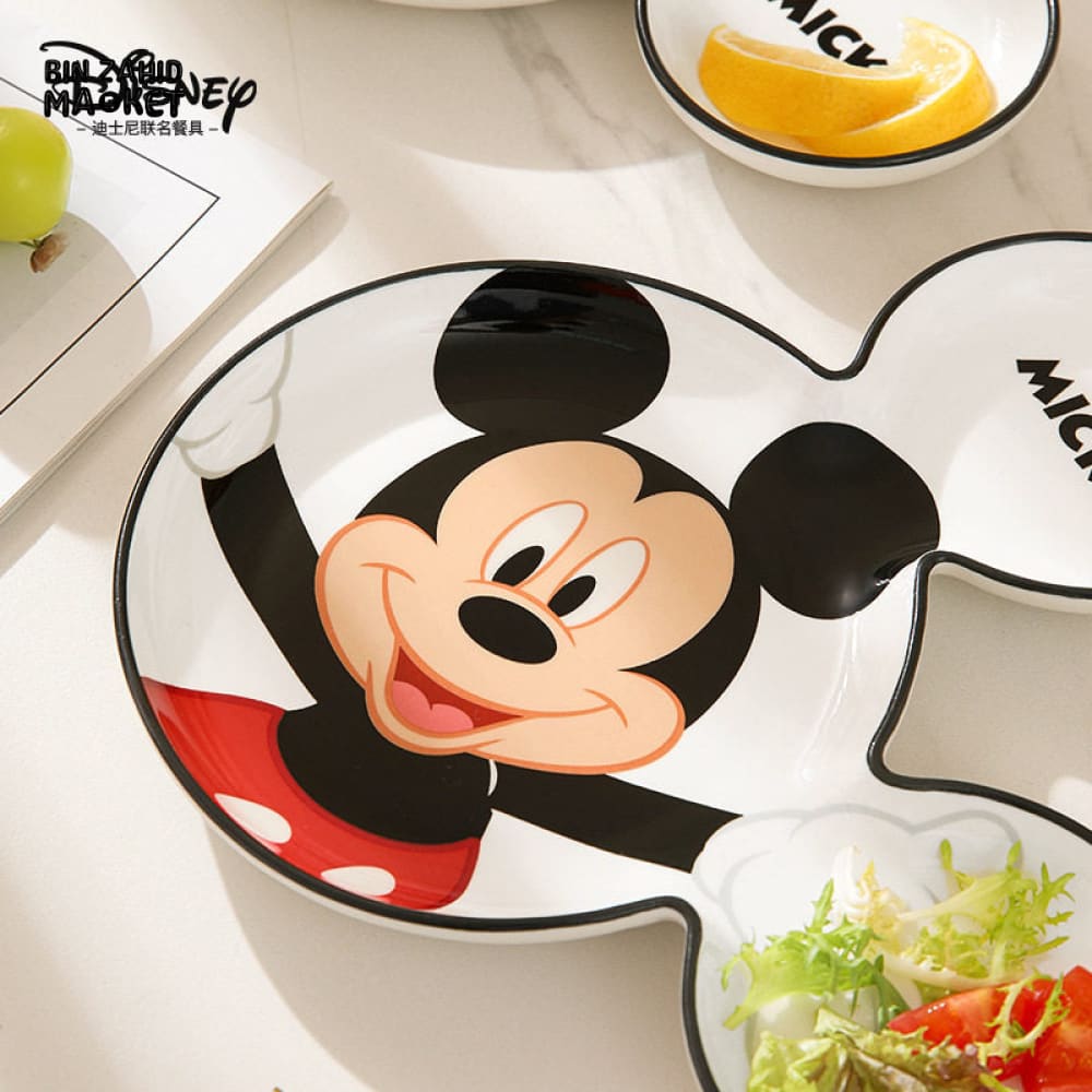 DISNEY MICKEY SHAPED DUAL COMPARTMENT CERAMIC SNACK PLATE