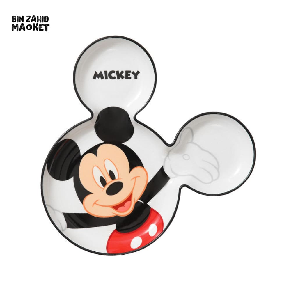 DISNEY MICKEY SHAPED DUAL COMPARTMENT CERAMIC SNACK PLATE