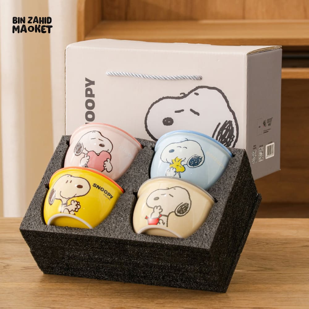 DISNEY SNOOPY CERAMIC BOWL SET 4 PIECES GIFT PACK