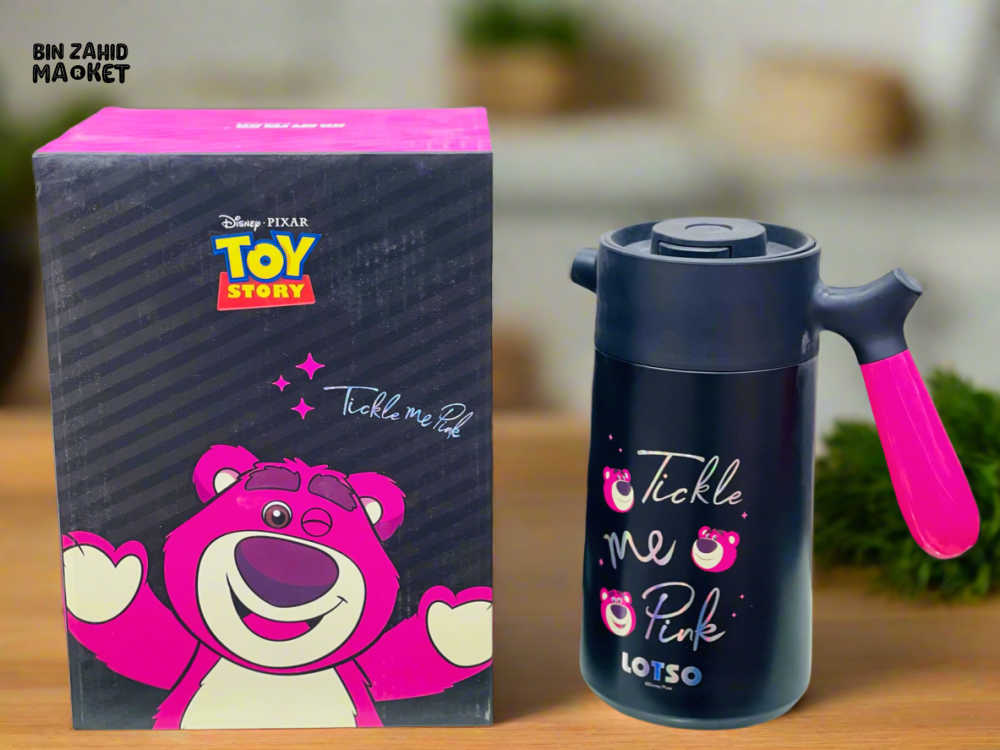 DISNEY STAINLESS STEEL VACUUM FLASK – THERMAL COFFEE POT WITH LID - LOTSO BEAR