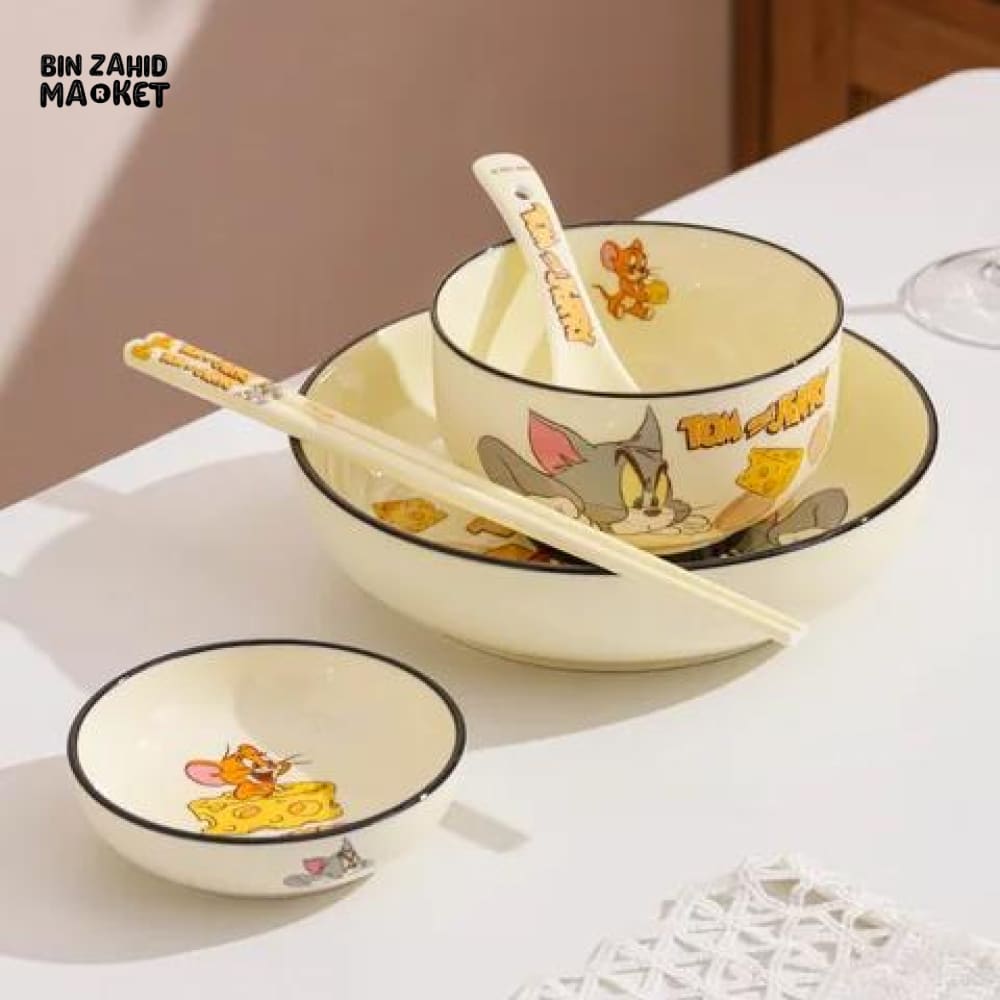 DISNEY TOM & JERRY CERAMIC DINNERWARE GIFT SET 5 PIECES