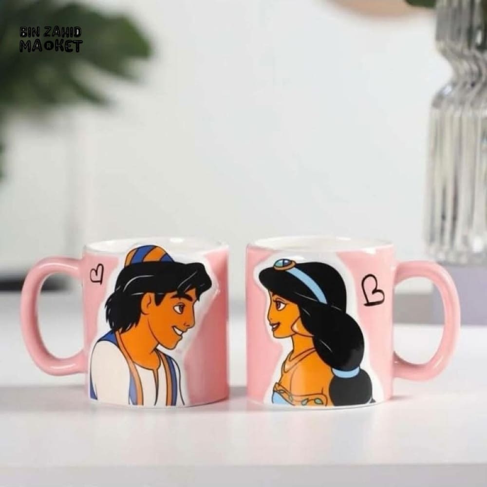 DISNEY X ALADDIN & JASMINE MUGS 3D EMBOSED MUGS SET 2 PIECES - 300ML