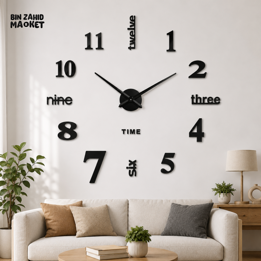 DIY LARGE 3D MIXED STYLE WALL CLOCK
