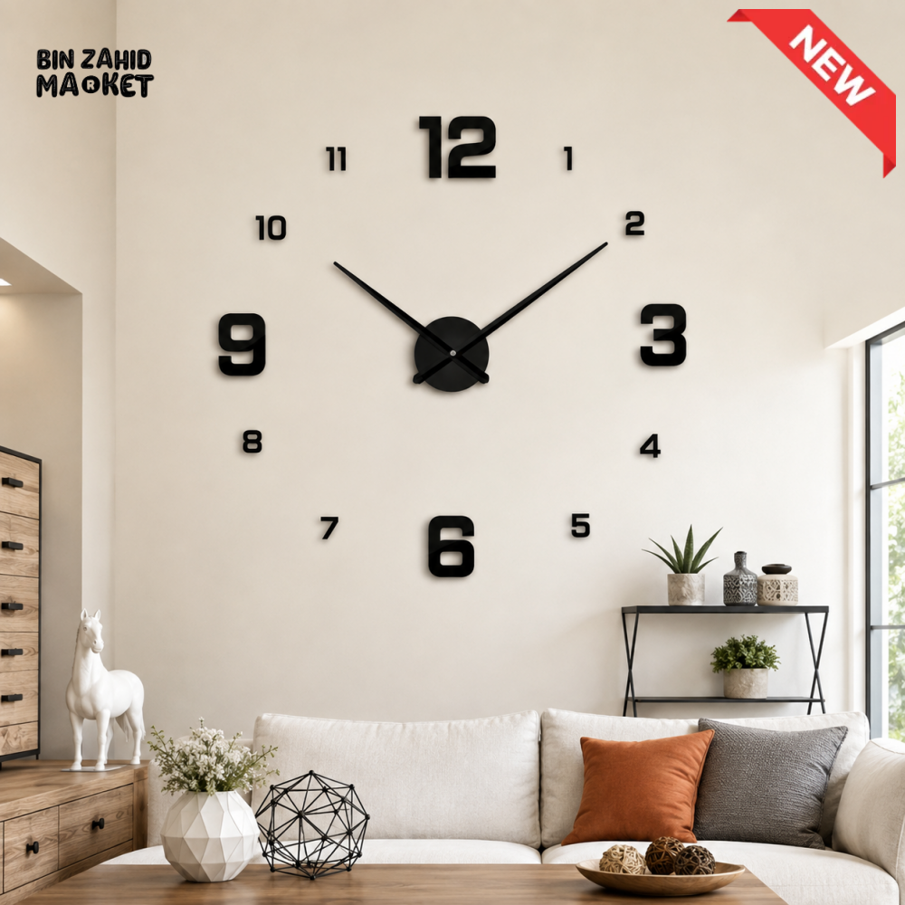 DIY LARGE 3D WALL CLOCK WITH NUMBER STICKERS
