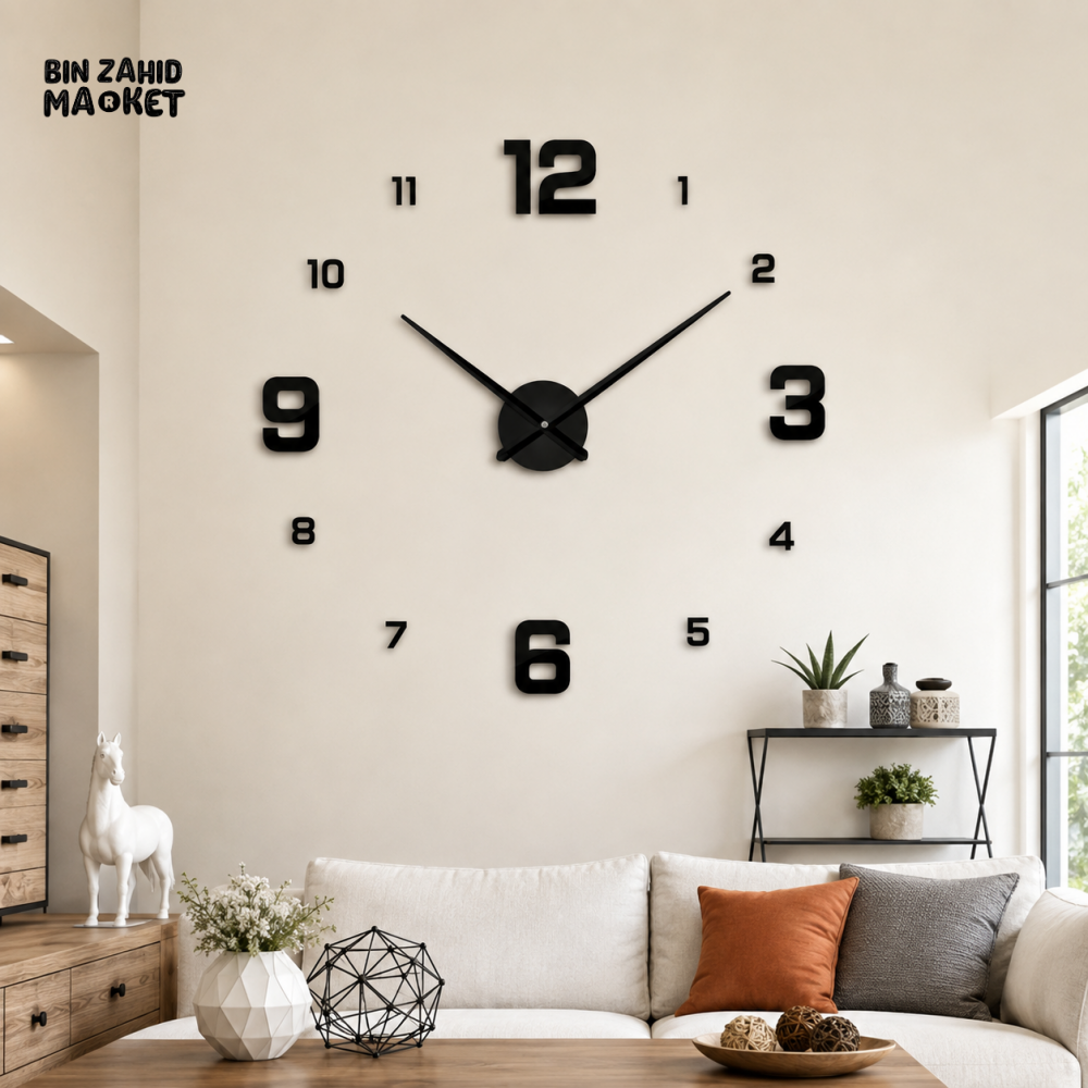 DIY LARGE 3D WALL CLOCK WITH NUMBER STICKERS