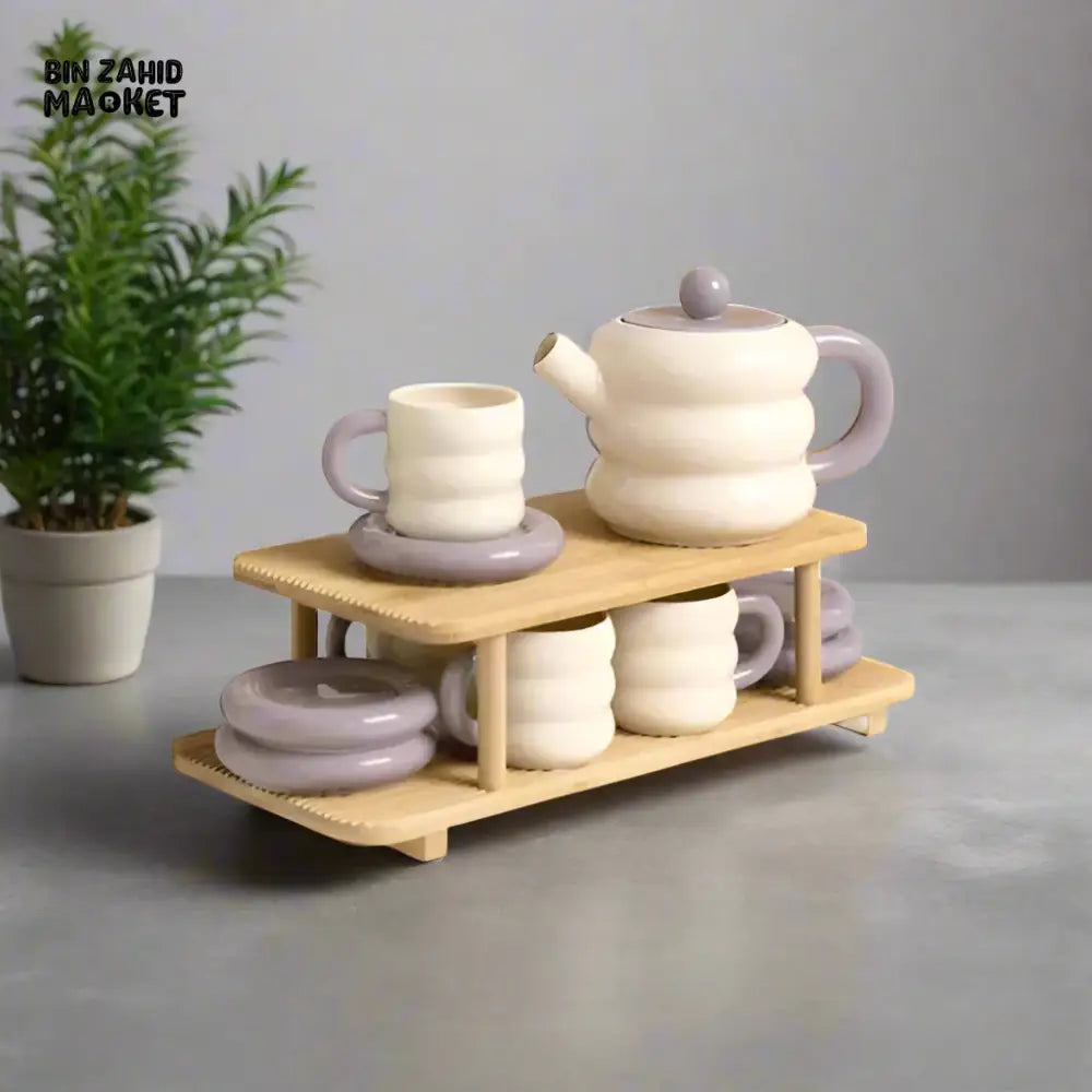 DONUT SERIES 13-PIECE CERAMIC TEA SET – ELEGANT GIFT BOX EDITION - PURPLE
