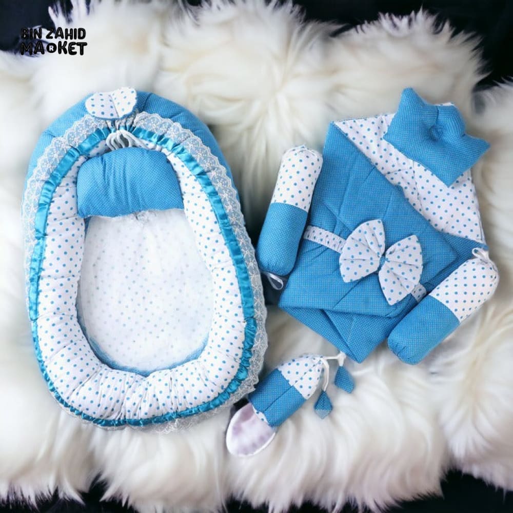 DOTS PRINTED 9X PIECES BED SET Blue