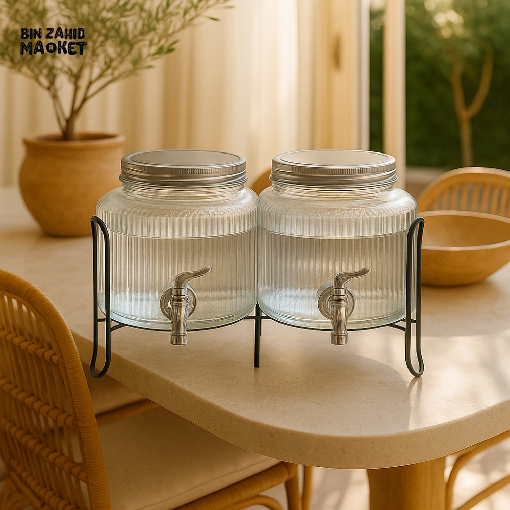 DOUBLE GLASS DISPENSER WITH METAL STAND 2.5 LITRE X2- LX-045