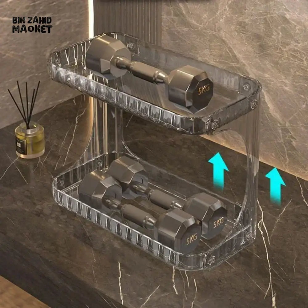 DOUBLE-LAYER BATHROOM STORAGE RACK – VANITY COSMETIC ORGANIZER & DISPLAY STAND