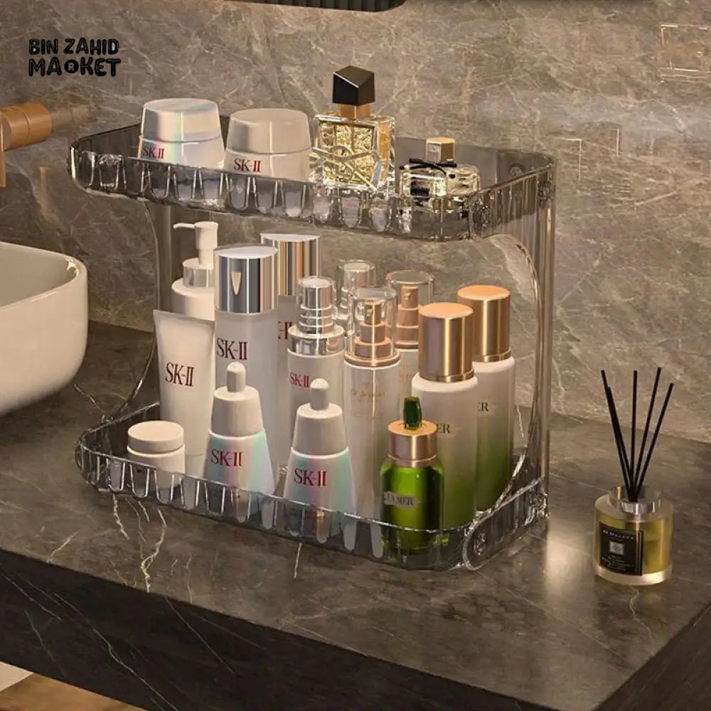 DOUBLE-LAYER BATHROOM STORAGE RACK – VANITY COSMETIC ORGANIZER & DISPLAY STAND