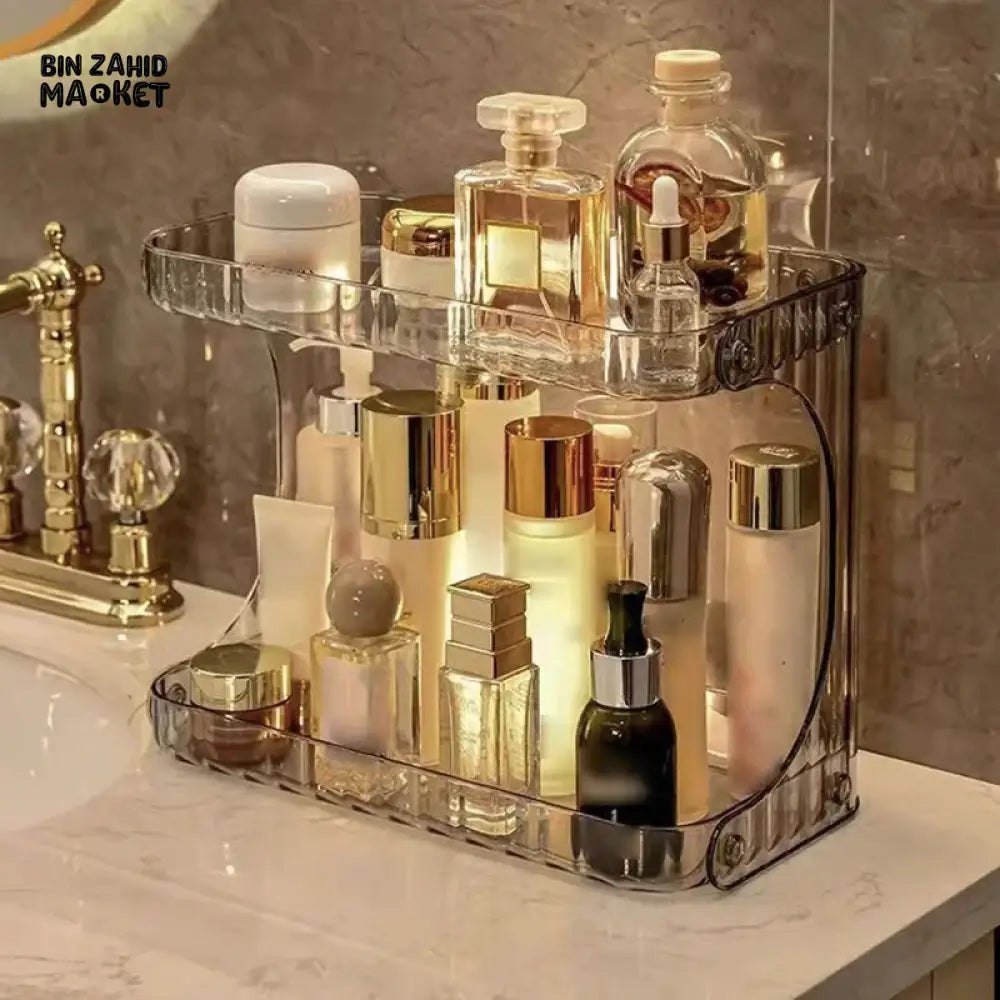 DOUBLE-LAYER BATHROOM STORAGE RACK – VANITY COSMETIC ORGANIZER & DISPLAY STAND