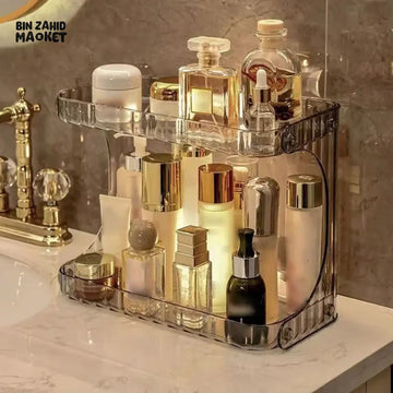 DOUBLE-LAYER BATHROOM STORAGE RACK – VANITY COSMETIC ORGANIZER & DISPLAY STAND