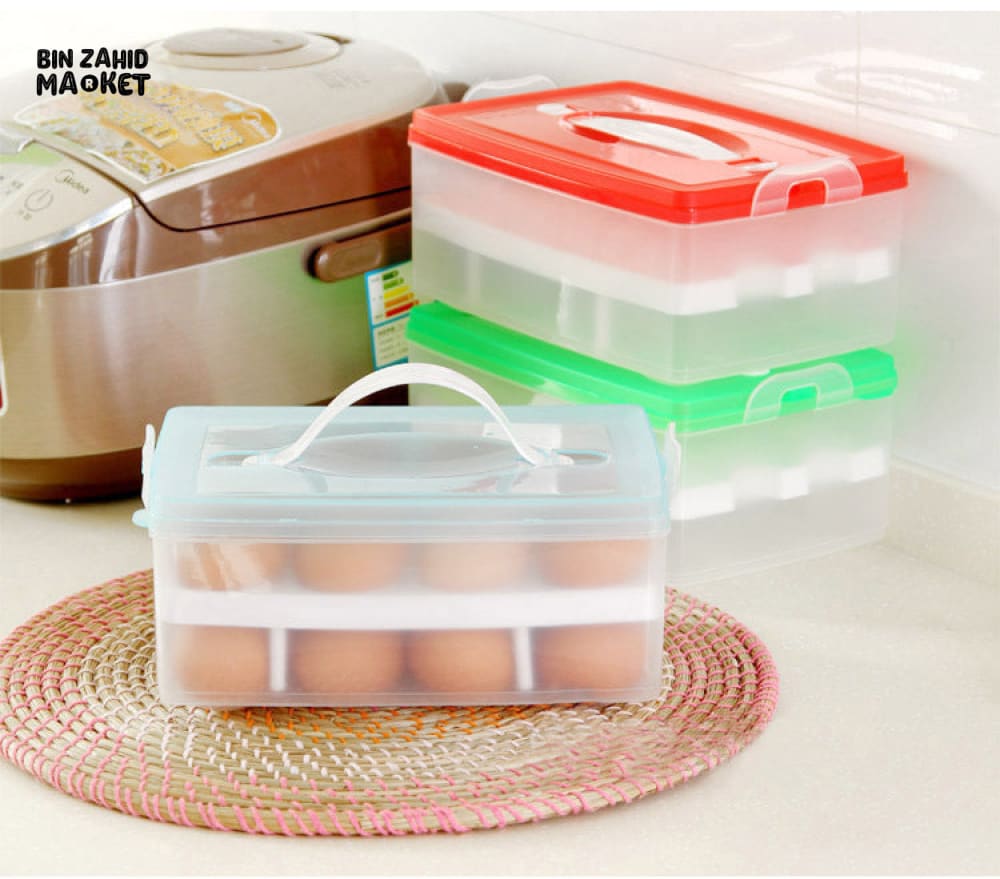DOUBLE-LAYER EGG STORAGE BOX 24 PIECES – SPLIT DESIGN HOUSEHOLD EGG TRAY FOR FRIDGE