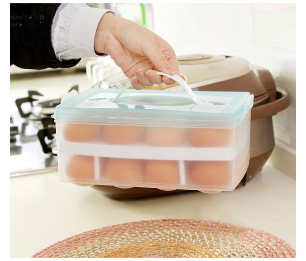 DOUBLE-LAYER EGG STORAGE BOX 24 PIECES – SPLIT DESIGN HOUSEHOLD EGG TRAY FOR FRIDGE