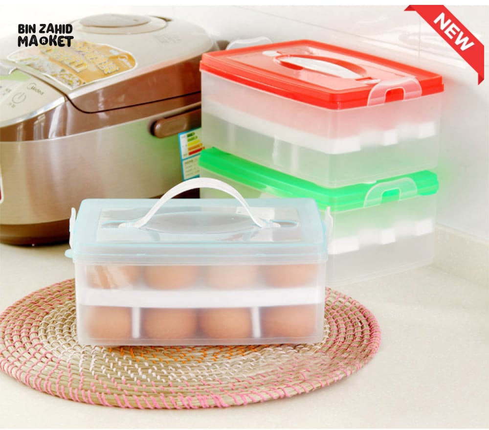 DOUBLE-LAYER EGG STORAGE BOX 24 PIECES – SPLIT DESIGN HOUSEHOLD EGG TRAY FOR FRIDGE