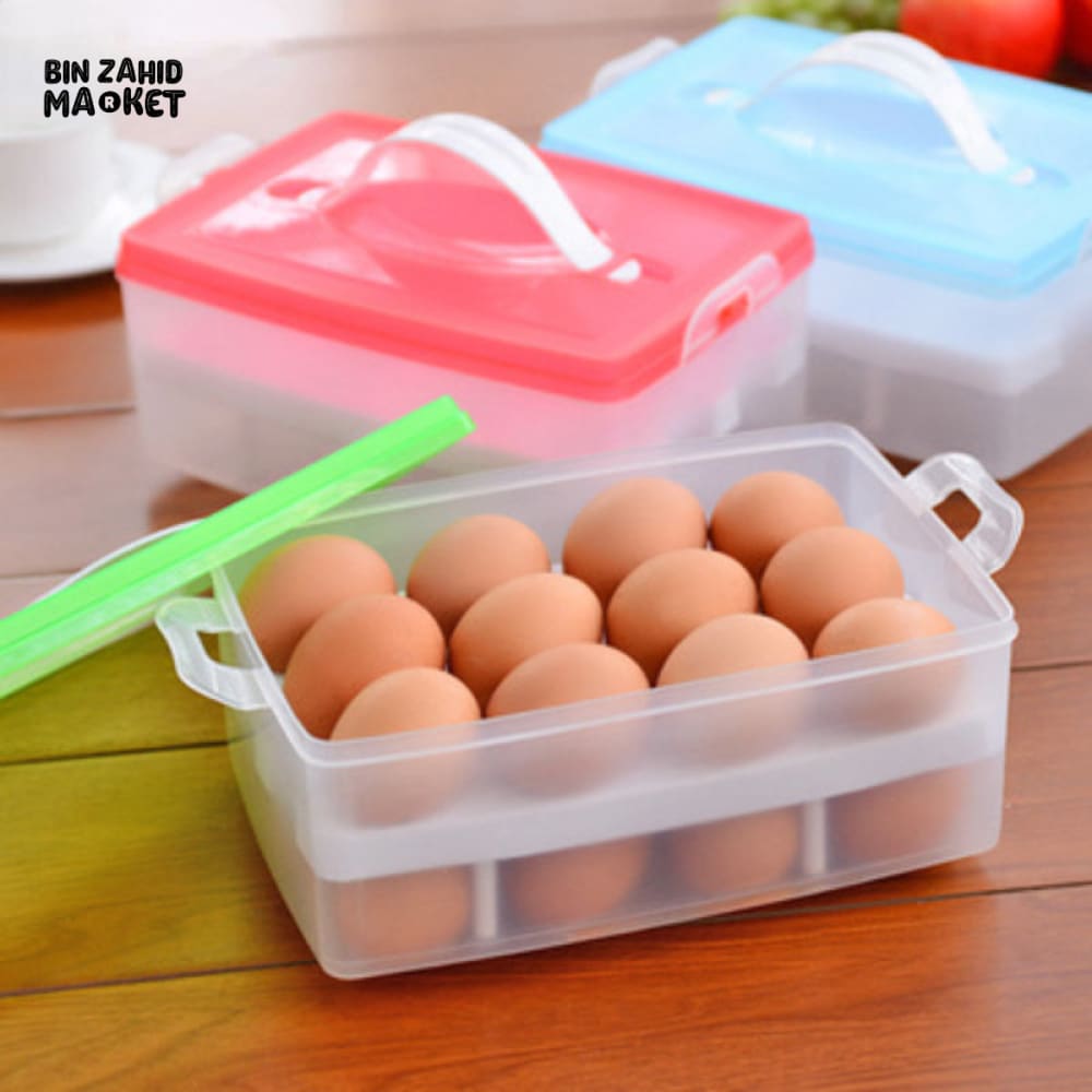 DOUBLE-LAYER EGG STORAGE BOX 24 PIECES – SPLIT DESIGN HOUSEHOLD EGG TRAY FOR FRIDGE