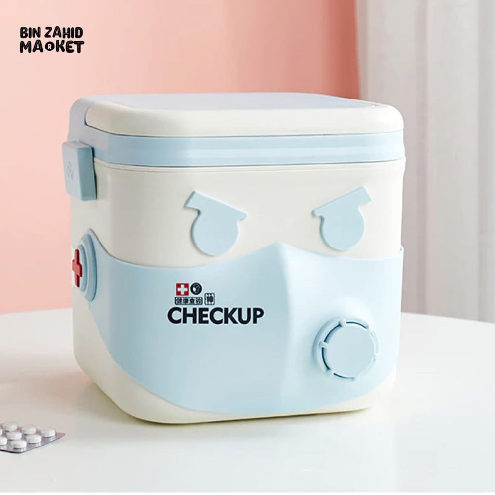 DOUBLE LAYER MEDICINE & FIRST AID STORAGE BOX PORTABLE ORGANIZER FOR HOME & TRAVEL USE