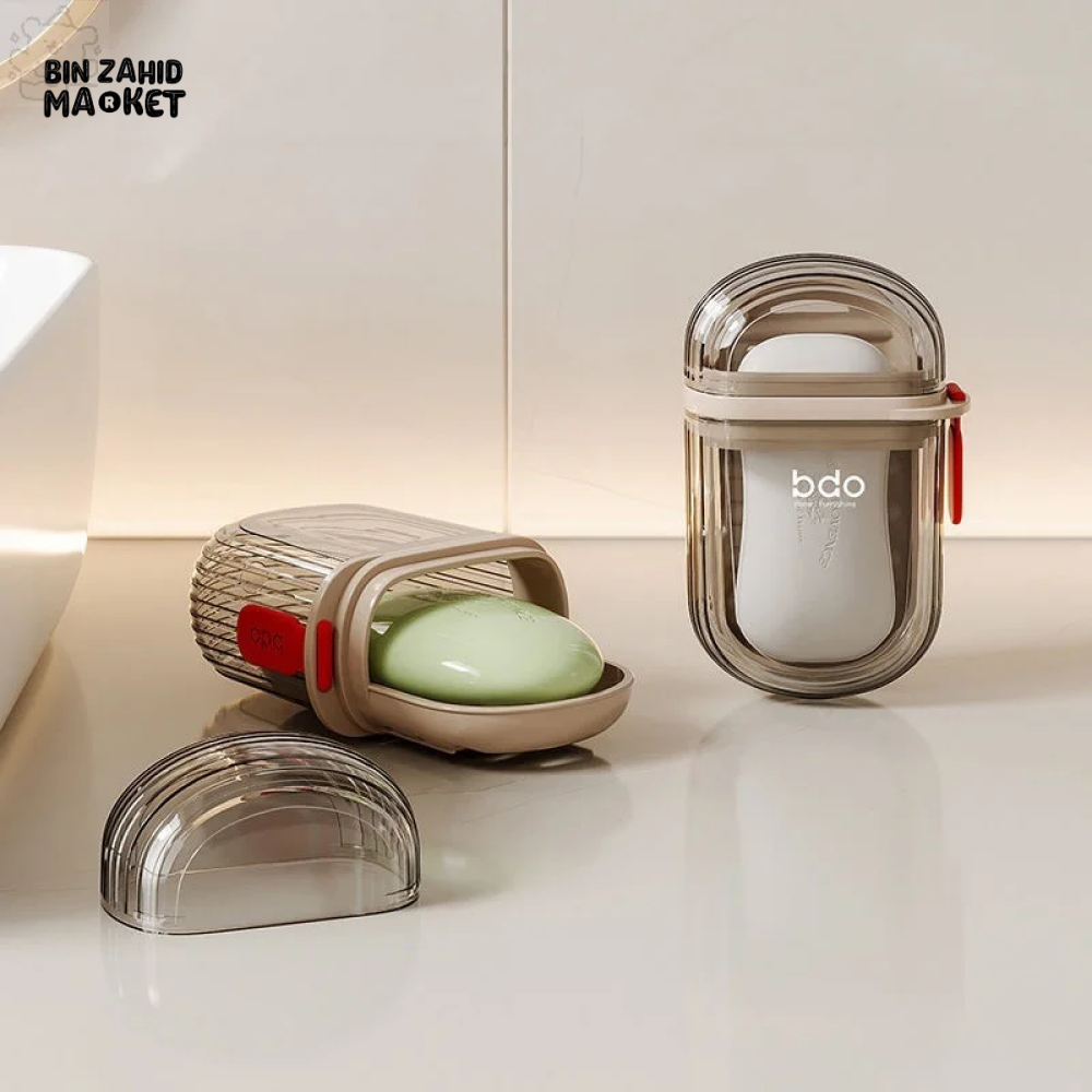 DOUBLE-LAYER SOAP BOX WITH LID PORTABLE & SEALED BATHROOM STORAGE CONTAINER