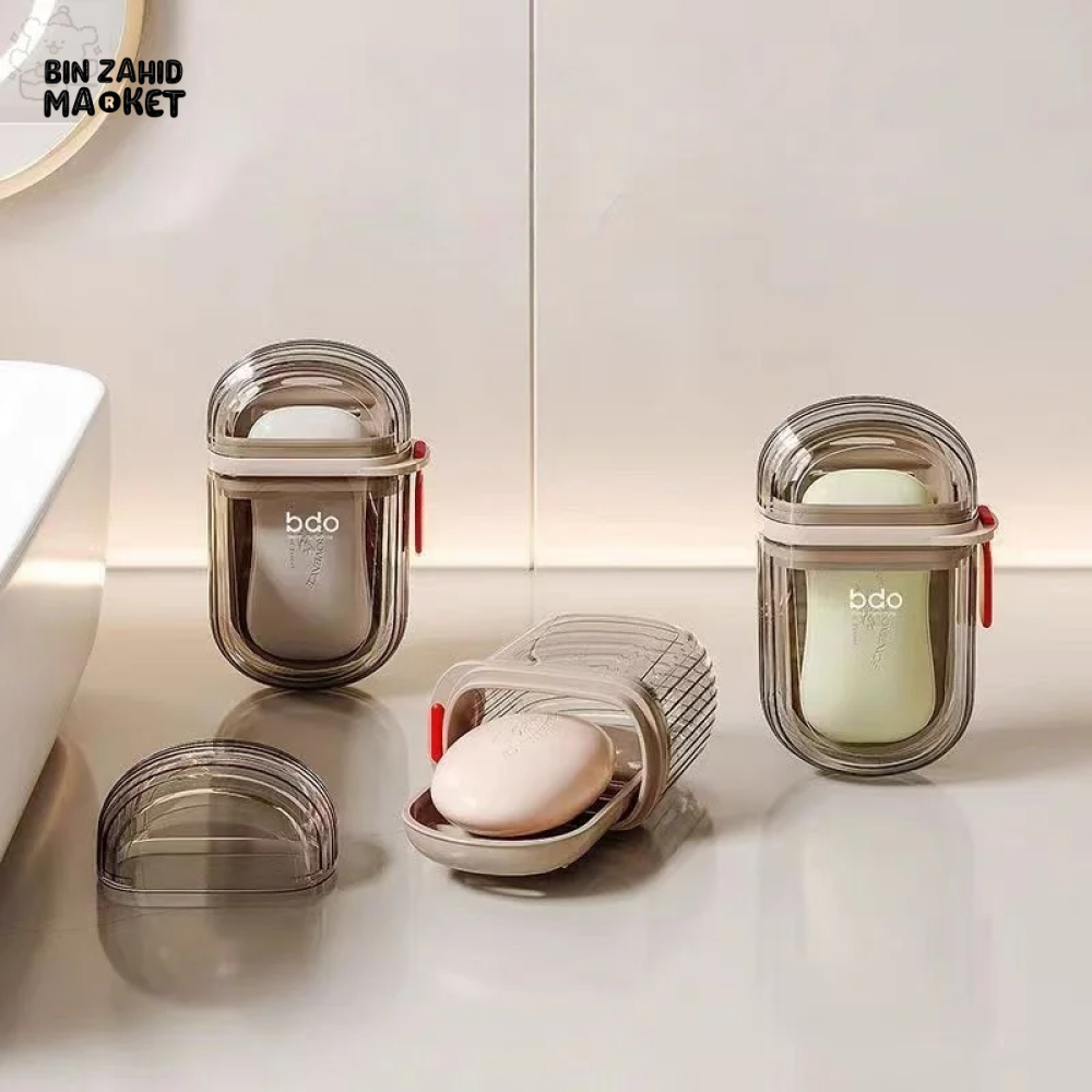 DOUBLE-LAYER SOAP BOX WITH LID PORTABLE & SEALED BATHROOM STORAGE CONTAINER