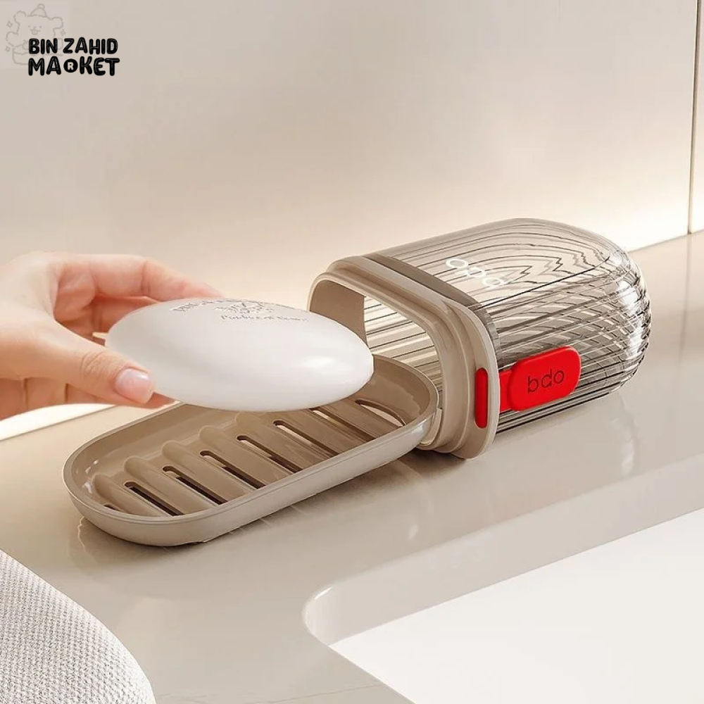 DOUBLE-LAYER SOAP BOX WITH LID PORTABLE & SEALED BATHROOM STORAGE CONTAINER