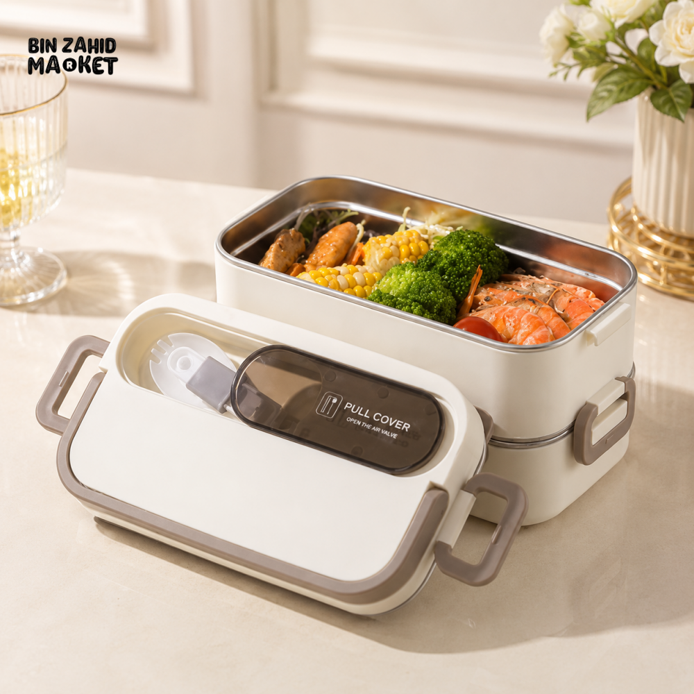 DOUBLE-LAYER STAINLESS STEEL BENTO LUNCH BOX