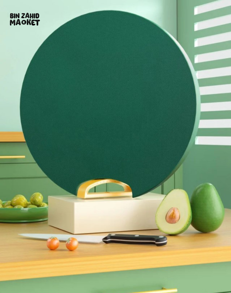 DOUBLE-SIDED CHOPPING BOARD ANTI-MILDEW NON-SLIP ROUND ROTATABLE CUTTING BOARD STANDABLE GREEN STICKY PAD FOR KITCHEN USE