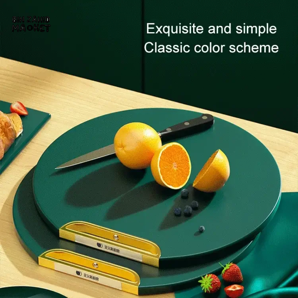 DOUBLE-SIDED CHOPPING BOARD ANTI-MILDEW NON-SLIP ROUND ROTATABLE CUTTING BOARD STANDABLE GREEN STICKY PAD FOR KITCHEN USE