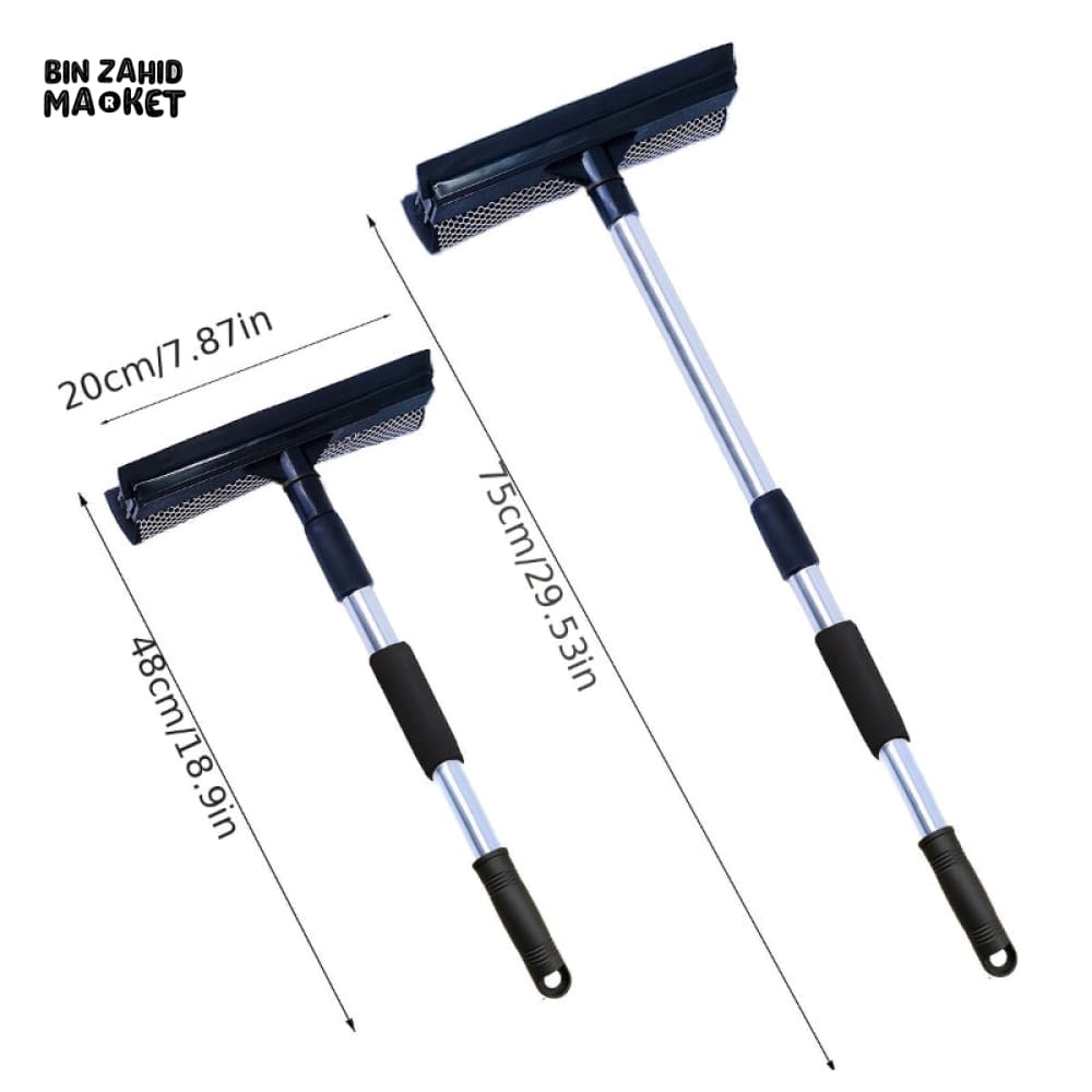 DOUBLE-SIDED WINDOW BRUSH WITH TELESCOPIC HANDLE – GLASS CLEANER & SCRAPER