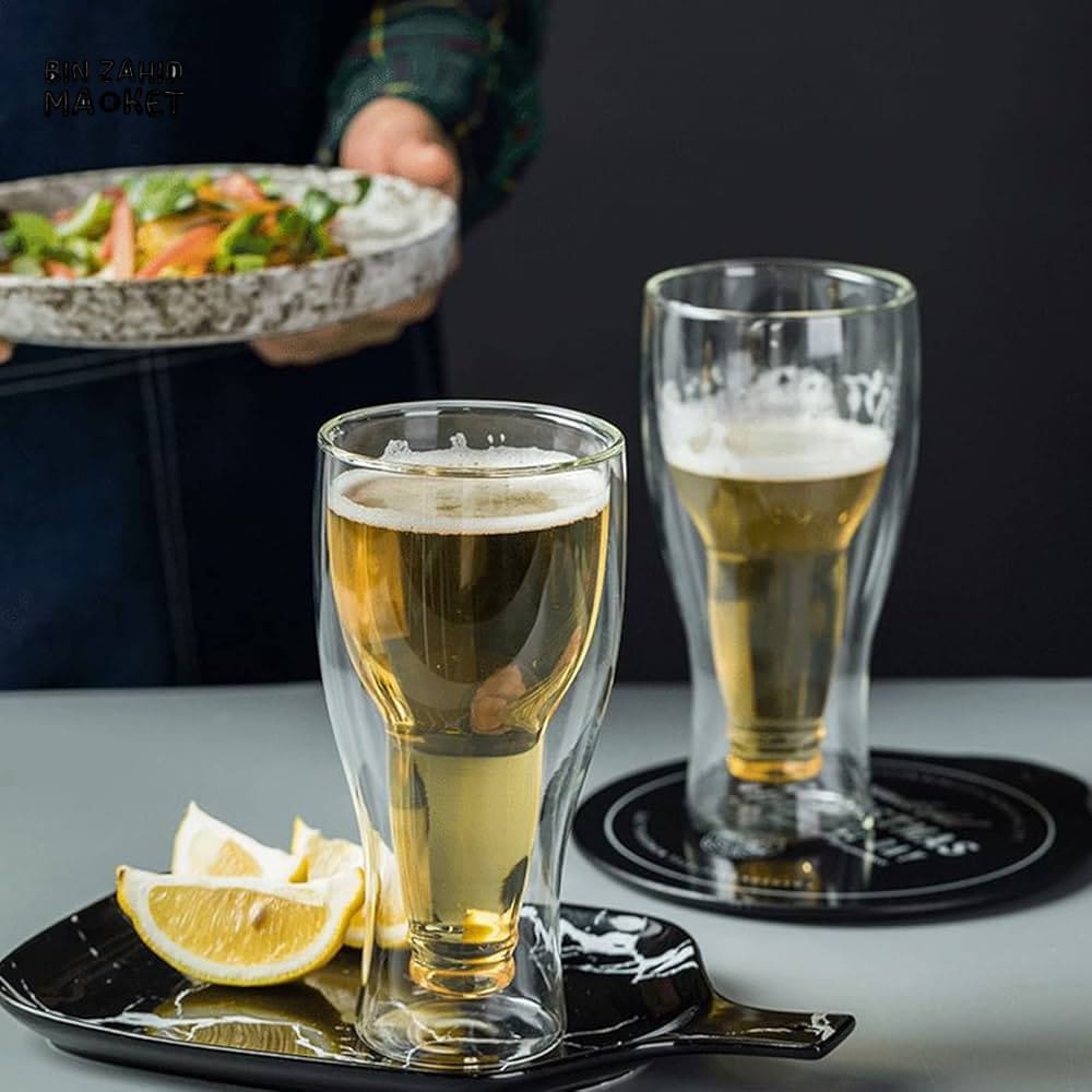 DOUBLE WALL BEER GLASS SET – INVERTED BOTTLE DESIGN FOR LUXURY DINING EXPERIENCE