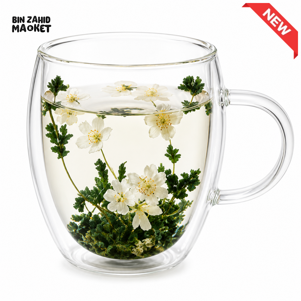 DOUBLE WALL BLOOMING TEA GLASS MUG - 350ML
