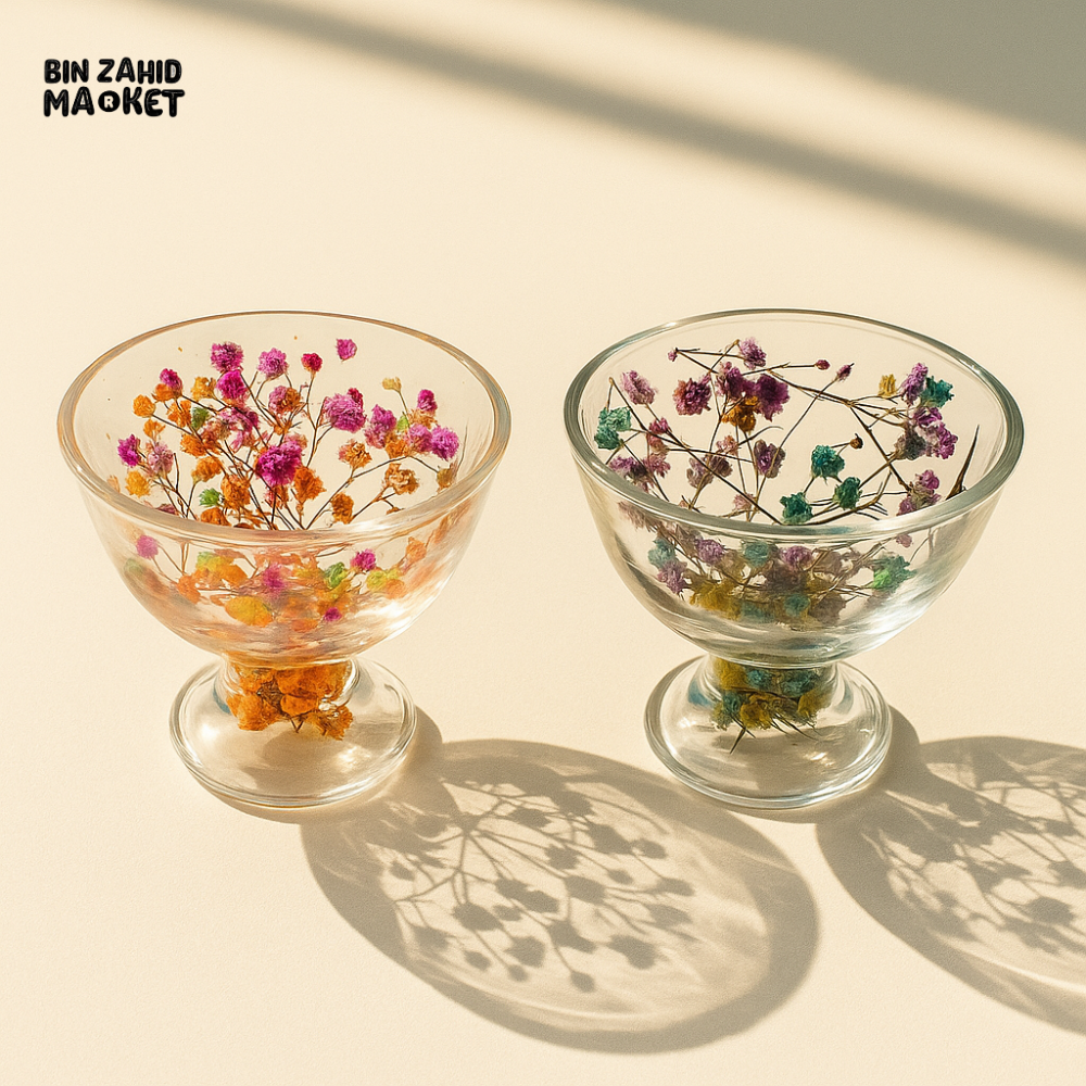 Double Wall Floral Glass Bowl