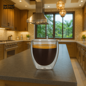 DOUBLE WALL GLASS COFFEE MUG 250ML BG45048
