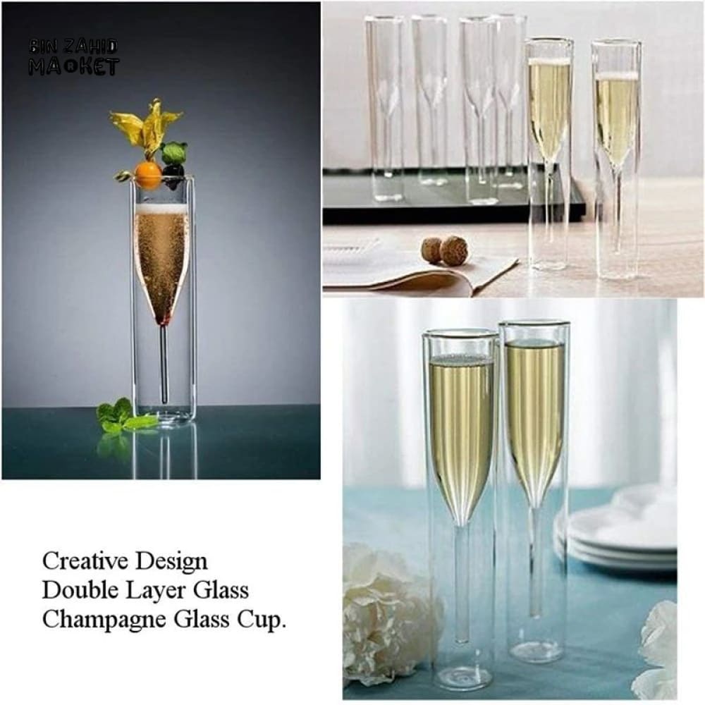 DOUBLE WALL GLASS JUICE GLASS WITH INNER STEM DESIGN