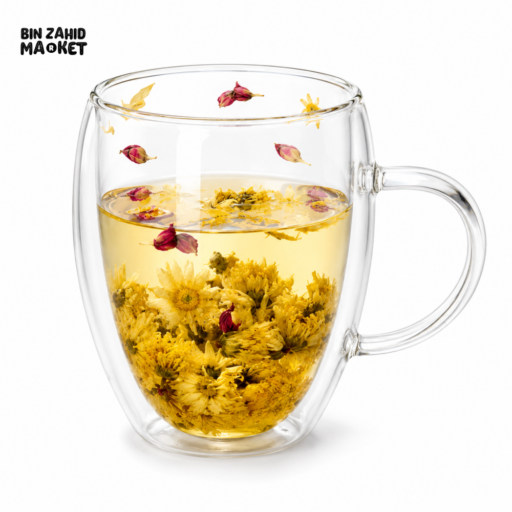 DOUBLE WALL GLASS TEA MUG - 350 ML