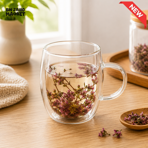 DOUBLE WALL HERBAL GLASS TEA MUG - 350ML