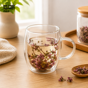 DOUBLE WALL HERBAL GLASS TEA MUG - 350ML