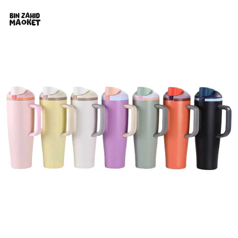 DOUBLE-WALL STAINLESS STEEL TRAVEL CAR CUP 40 OZ – INSULATED PORTABLE MUG WITH LID & ICE RETENTION