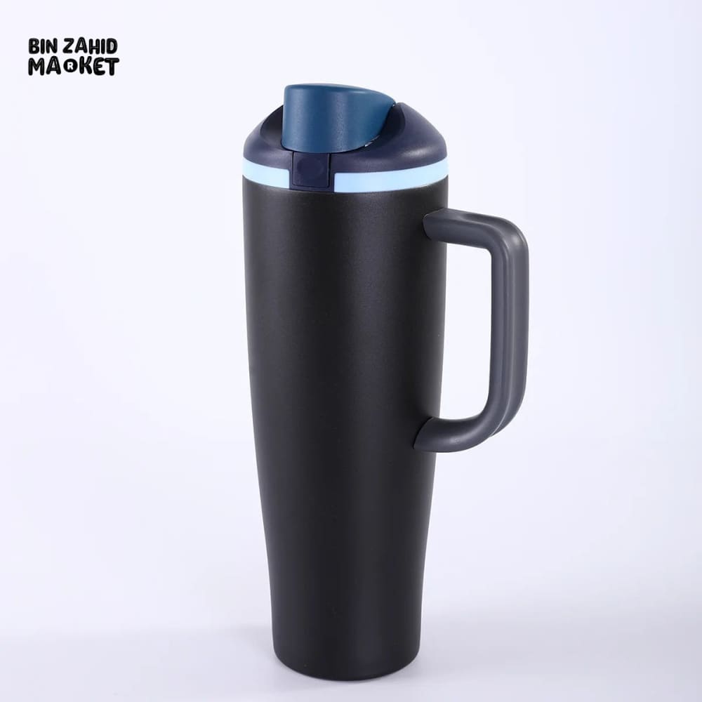 DOUBLE-WALL STAINLESS STEEL TRAVEL CAR CUP 40 OZ – INSULATED PORTABLE MUG WITH LID & ICE RETENTION