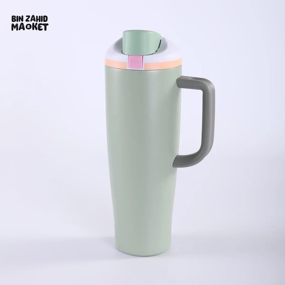 DOUBLE-WALL STAINLESS STEEL TRAVEL CAR CUP 40 OZ – INSULATED PORTABLE MUG WITH LID & ICE RETENTION